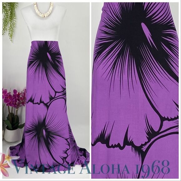 Purple/Black Hibiscus Floral SARONG Pareo Lavalava Beach Wrap Skirt Summ… - Picture 2 of 4